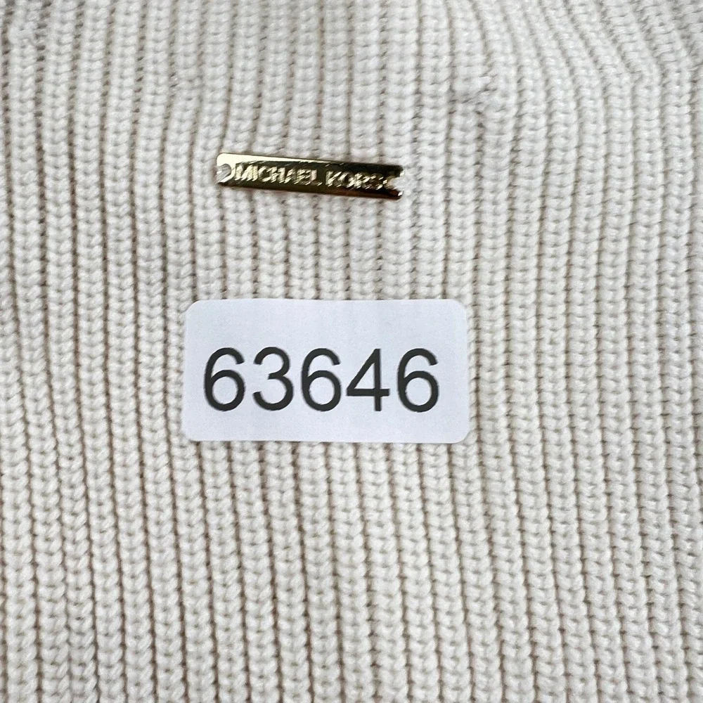 Michael Kors Lace Up Side Ribbed Knit Sweater L White Women Mock Neck Sleeveless